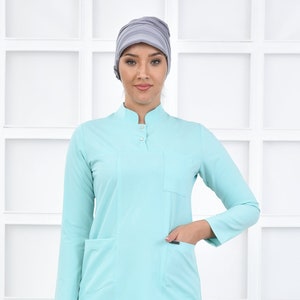 Scrub Top Only, Light Watergreen Uniform, Scrub Dress, Nurse Pharmacist Uniform, Women&#39;s Hospital Uniform,  YHKM1036-TOP