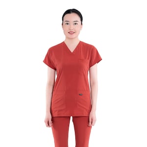Personalized Brick Color Scrub Set, Nurse Uniform, Custom Scrub,Medical Scrub,Spa Uniform, Doctor Dental Dietitian Scrub Dress, B1218TC
