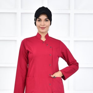 Scrub Top Only, Dark Fuchsia Nurse Uniform, Scrub Dress, Nurse Esthetician Uniform, Embroidered Women&#39;s Hospital Uniform,  KRVZ1007-TOP