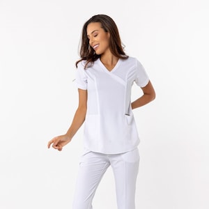 Comfortable White Scrub Set, Nurse Uniform, Elasticated Doctor Dentist RN  MSN DPT Scrub Set, Arnp Np Slim Medical Uniform, B10207VC -  Canada