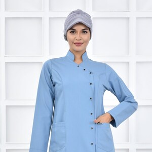 Scrub Top Only, Cloud Blue Nurse Uniform, Scrub Dress, Nurse Esthetician Uniform, Embroidered Women&#39;s Hospital Uniform,  KRVZ1010-TOP