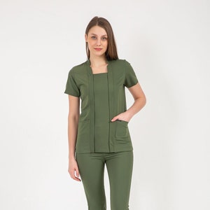 Henna Green Scrub Set,Nurse Scrub, Scrub Tops, Scrub Set Woman,Soft Scrub, Scrub Uniform for Woman, Medical Scrub, Scrub Dress, SQRCLR