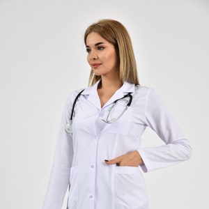White Lab Coat, Anti-wrinkle Lightweight Doctor Dentist Surgeon Pharmacist Therapist, Medical Uniform, Classic Lab Coat, JCKTCOLLAR
