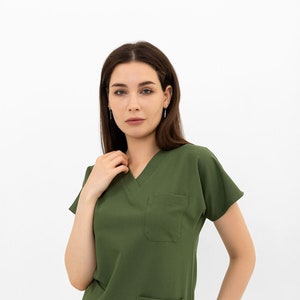 Henna Green Nurse Scrub Set - Custom Nurse Uniform Dress - Medical Scrub Set for Women - Light Green Nurse Uniform