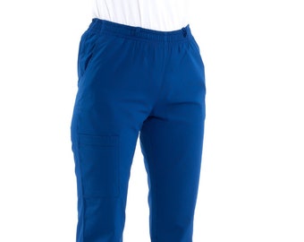 Women's Parliament Blue Nurse Pants, Scrub Bottoms, Spa Cargo Pants, Jogger Scrub Pants, Dental Hygienist Doctor Patient Care Pants,BP1208TC