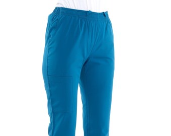 Women's Petrolium Nurse Pants, Scrub Bottoms, Spa Cargo Pants, Jogger Scrub Pants, Dental Hygienist Doctor Patient Care Pants, BP1215TC