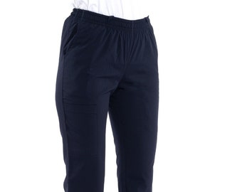 Women's Navy Blue Nurse Pants, Scrub Bottoms, Spa Cargo Pants, Jogger Scrub Pants, Dental Hygienist Doctor Patient Care Pants, BP1213TC
