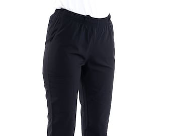 Women's Black Nurse Pants, Scrub Bottoms, Spa Cargo Pants, Jogger Scrub Pants, Dental Hygienist Doctor Patient Care Pants, BP1211TC