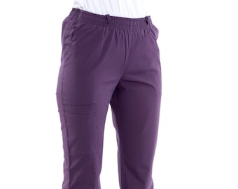 Women's Lylac Nurse Pants, Scrub Bottoms, Spa Cargo Pants, Jogger Scrub Pants, Dental Hygienist Doctor Patient Care Pants, BP1205TC