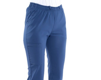 Women's Petrolium Blue Nurse Pants, Scrub Bottoms, Spa Cargo Pants, Jogger Scrub Pants, Dental Hygienist Doctor Patient Care Pants, BP1210TC