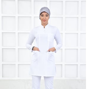 Comfortable Scrub Uniform, Optic White Nurse Doctor Pharmacist Scrub Set, Medical Uniform, Aesthetician Pathologist Scrub, YHKM1022