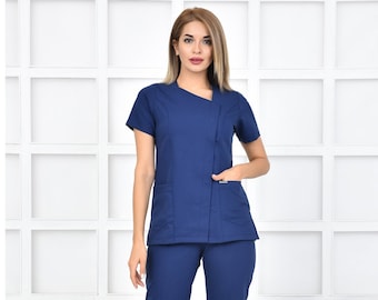 Personalized Embroidered Indigo Blue Scrub for Medical Professional, Scrub Uniform, Nurses Scrub, Medical Outfit, Scrub Set, WHT1024