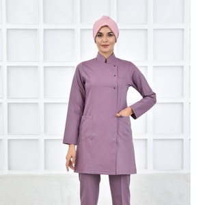 Comfortable Scrub Uniform, Dark Lylac Nurse Doctor Pharmacist Scrub Set, Medical Uniform, Aesthetician Pathologist Scrub, KKRVZ1025