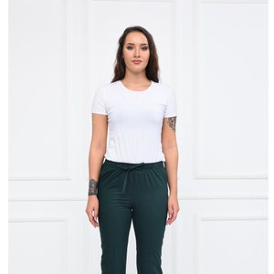 Nurse Doctor Scrubs Bottom, Emerald Green Medical Scrub Pants For Women, 4 Way Stretch Scrub Pants, Dentist  Scrub Pants, PANTS1037