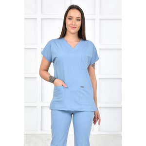 Nurse Scrubs Top Only, Personalized Customizable Embroidered Women's ...