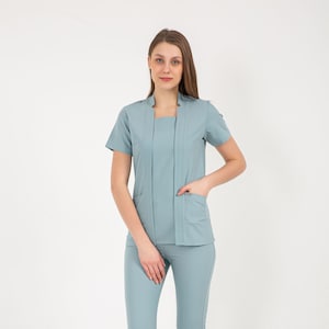 Light Musty Green Scrub Set,Nurse Scrub, Scrub Tops, Scrub Set Woman,Soft Scrub, Scrub Uniform for Woman, Medical Scrub, Scrub Dress, SQRCLR