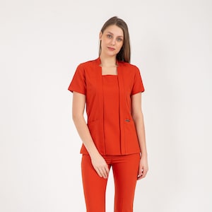 Orange Scrub Set,Nurse Scrub, Scrub Tops, Scrub Set Woman,Soft Scrub, Scrub Uniform for Woman, Medical Scrub, Scrub Dress, SQRCLR