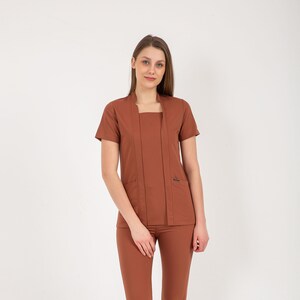 Brick Color Scrub Set,Nurse Scrub, Scrub Tops, Scrub Set Woman,Soft Scrub, Scrub Uniform for Woman, Medical Scrub, Scrub Dress, SQRCLR