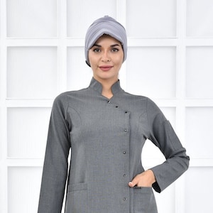 Haut à récurer uniquement, Uniforme d&#39;infirmière Santana gris moyen, Robe de récurage, Uniforme d&#39;infirmière esthéticienne, Uniforme d&#39;hôpital brodé pour femmes, KRVZ1014-TOP