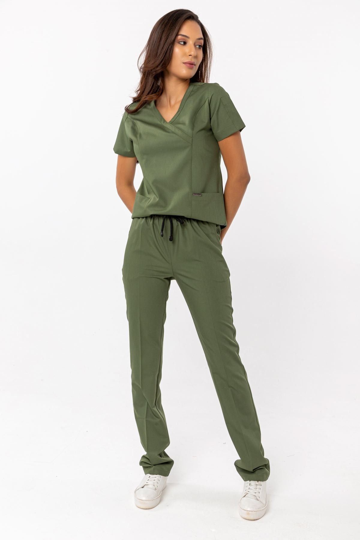 Ensemble Médical Pour Femme, Uniforme D'infirmière, Pantalon Et Haut Extensible Avec Plusieurs Poches Pour Infirmiere Medecin Estheticienne Corail