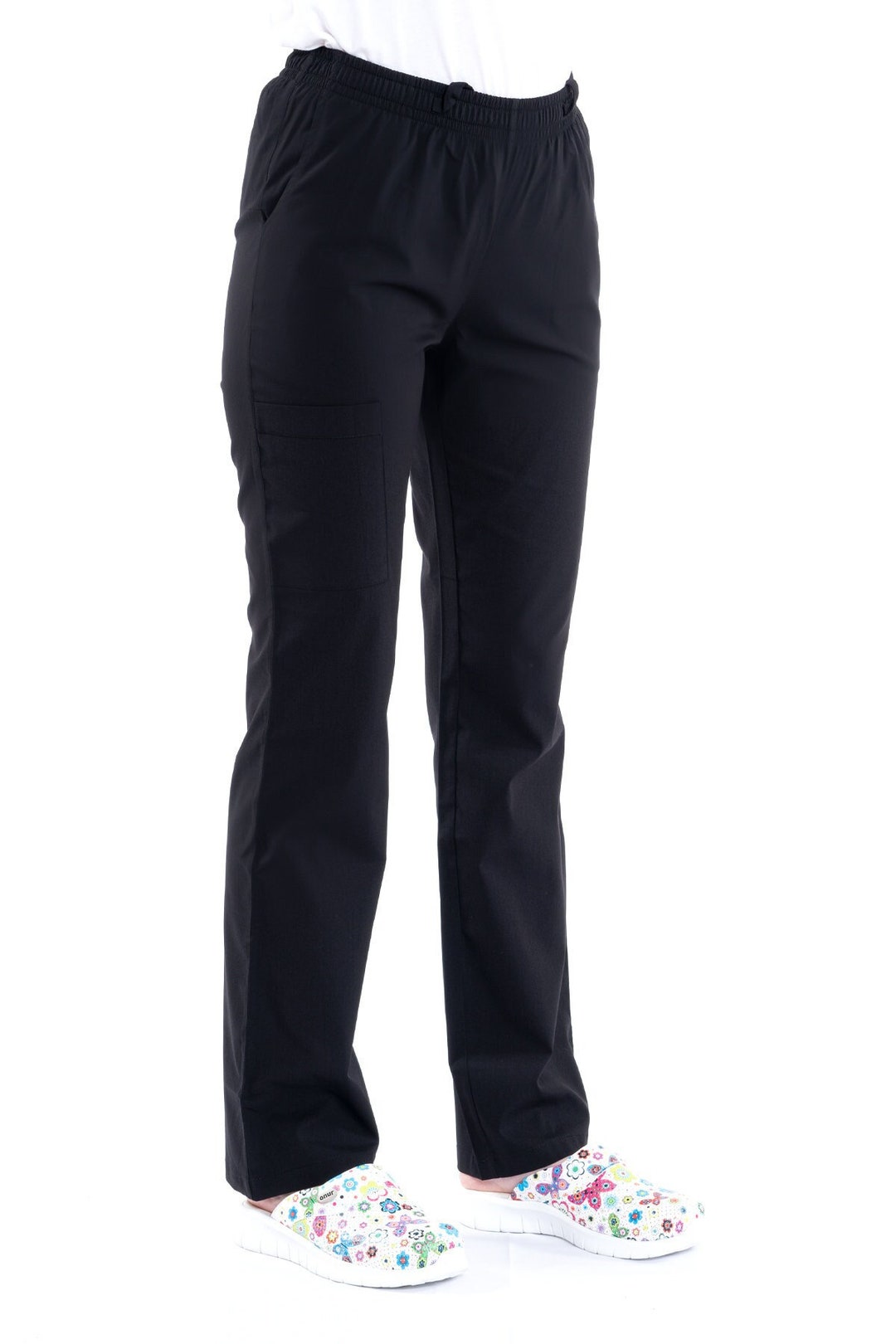 Pantalones de enfermera negros para mujer, pantalones médicos