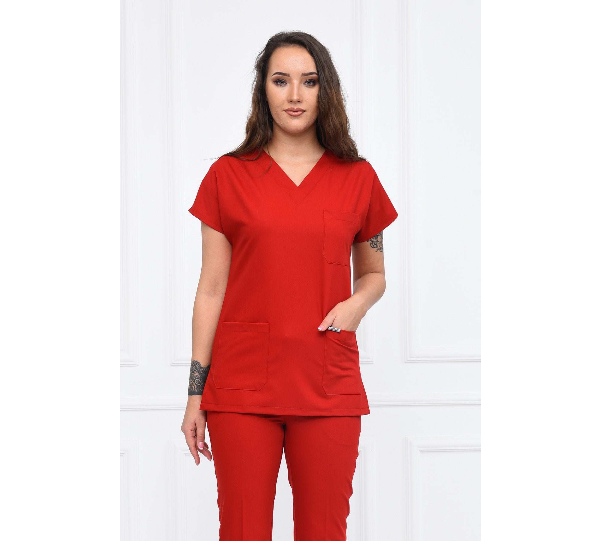 Nurse Scrubs Top Only Personalized Customizable Embroidered Etsy UK