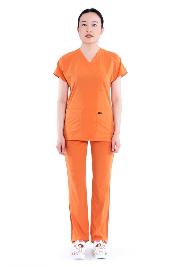 Personalized Orange Scrub Set, Nurse Uniform, Custom Scrub, Medical Scrub,  Spa Uniform, Doctor Dental Dietitian Scrub Dress, B1206TC 