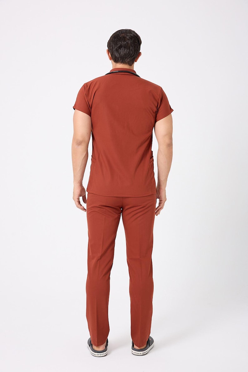 Brick Red Polo Scrub Set for Men – Stylish and Functional Medical ...
