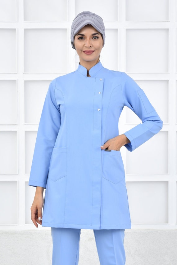 Scrub Top Only Baby Blue Color Dental Hygienist Uniform Scrub