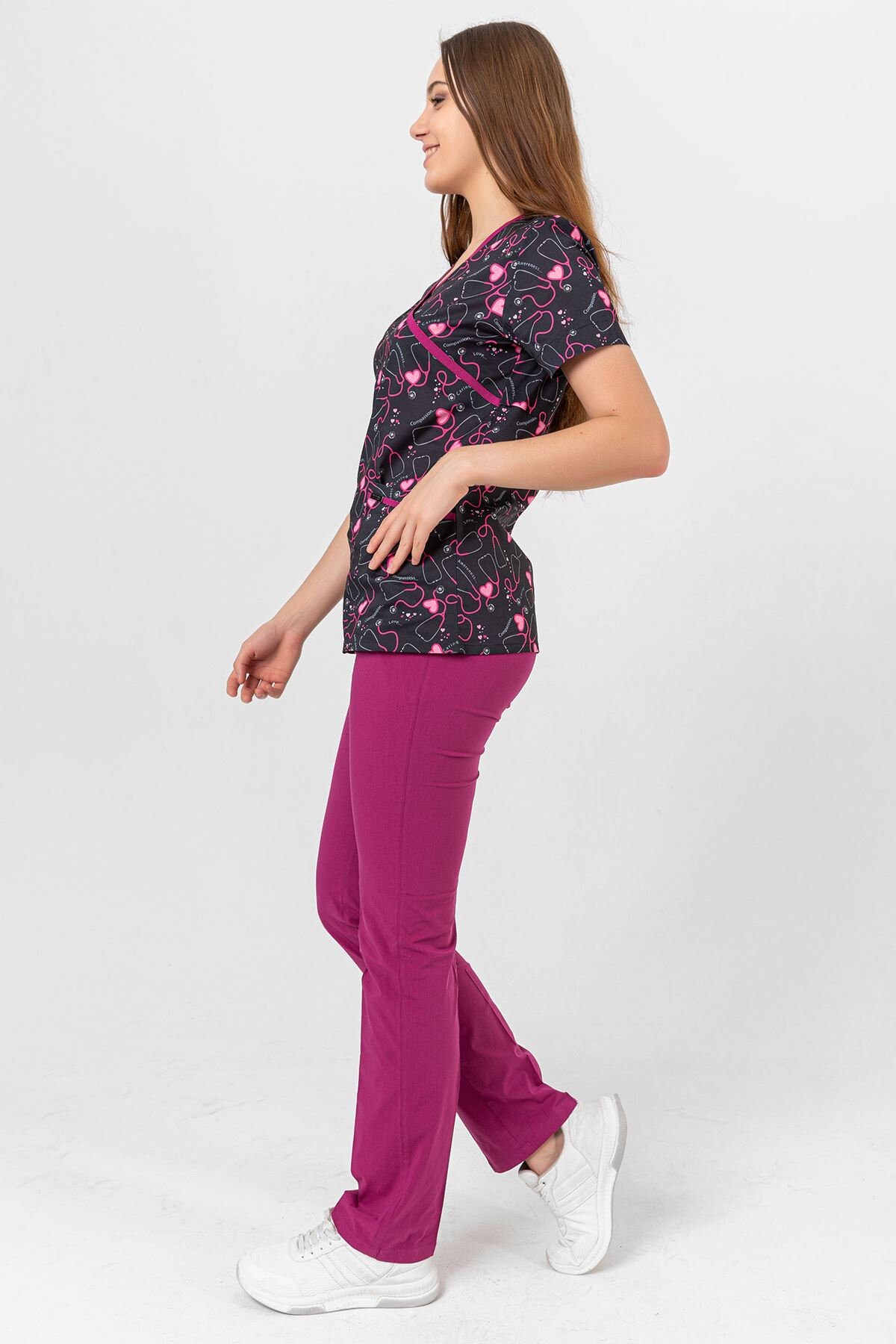 Stethescope Patterned Scrub Set Dental Scrub Nurse Scrub Etsy