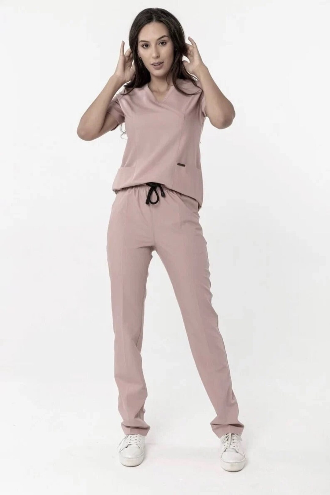 Comfortable Pastel Powder Color Scrub Set Nurse Elasticated Etsy