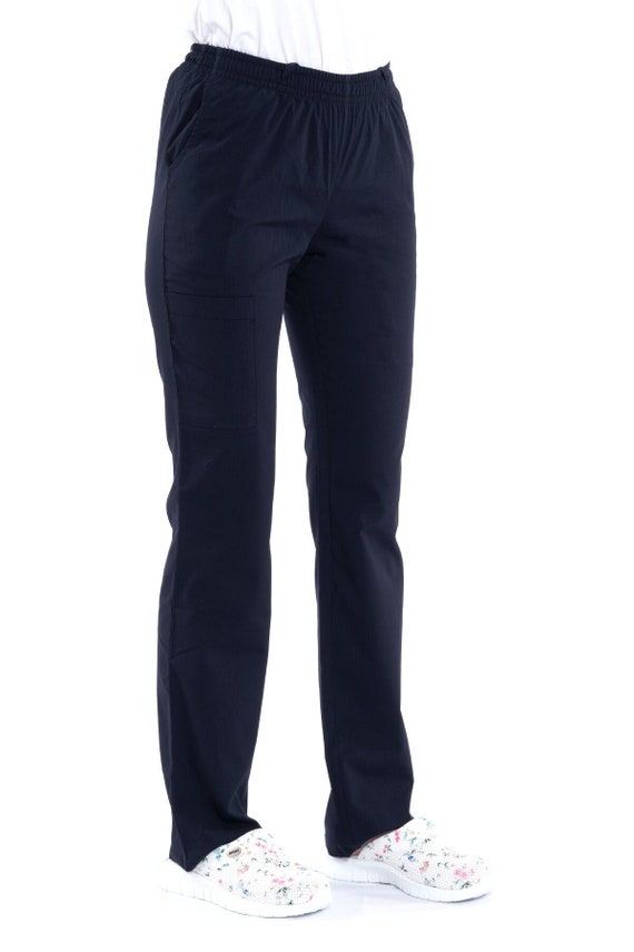 Women's Navy Blue Nurse Pants Scrub Bottoms Spa Cargo Etsy