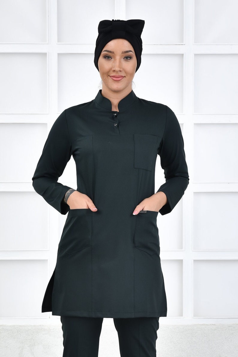 Scrub Top Only Hunter Green Uniform Scrub Dress Nurse Etsy