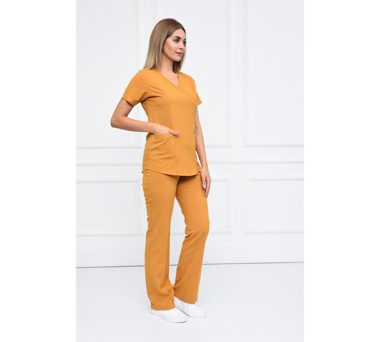 Add Your Own Text Embroidery to Scrub Uniforms, Santana Mustard ...