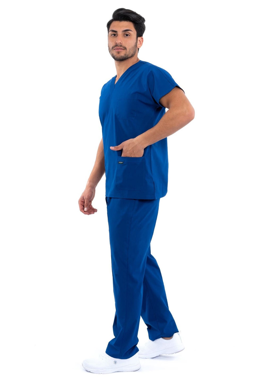 Men's Sax Blue Scrub Set Easy Care Nurse Uniform Custom - Etsy