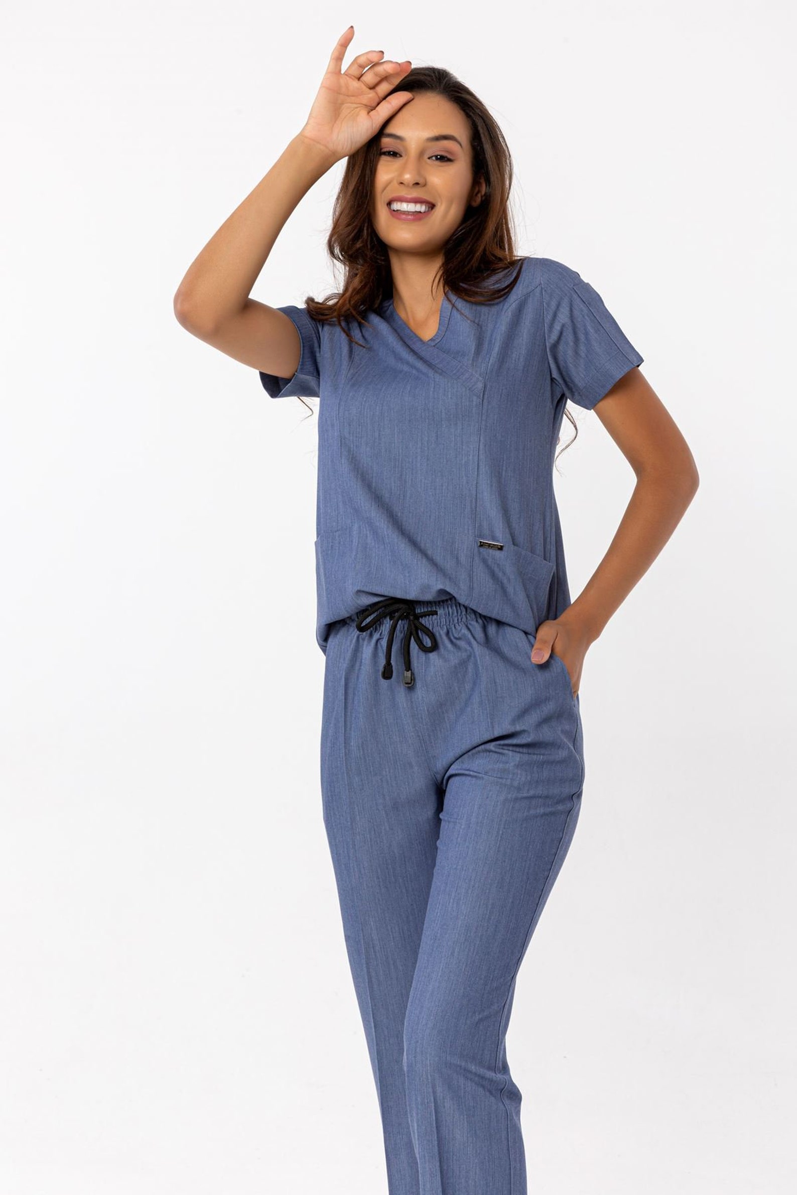 Comfortable Denim Color Scrub Set Nurse Uniformelasticated - Etsy