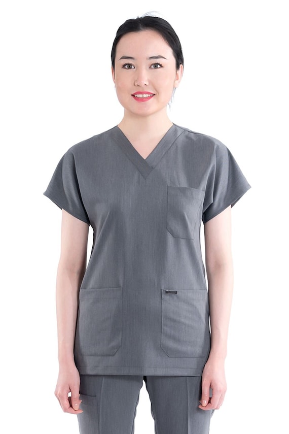 grey scrub dress Jasmine Scrub Dress – Modest & Stylish Ankle-Length Scrub with 5 Pockets –  Hazel GotYouCovered main image 1