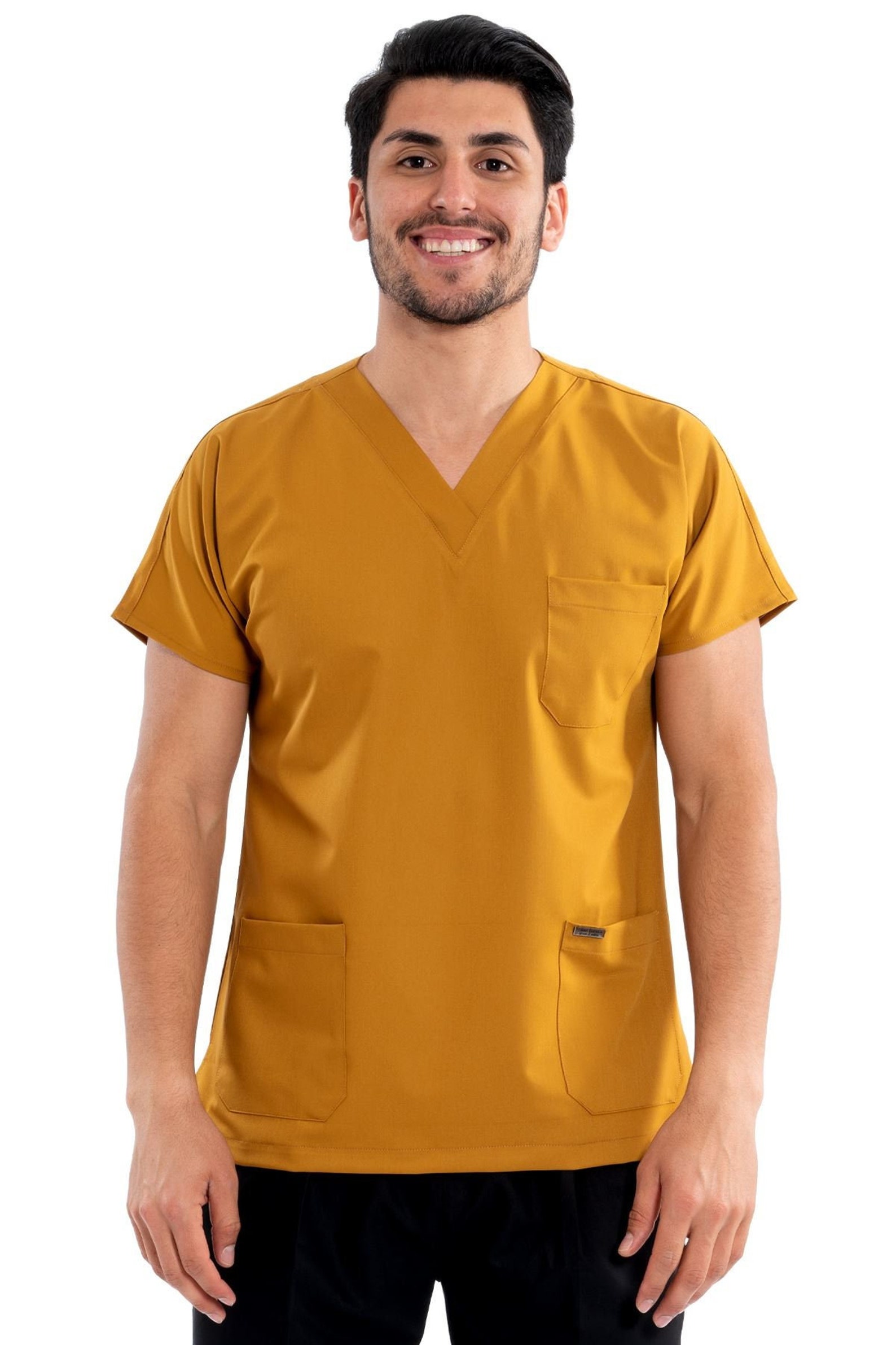Men's V Neck Mustard Yellow Scrub Top Only Easy Care Etsy