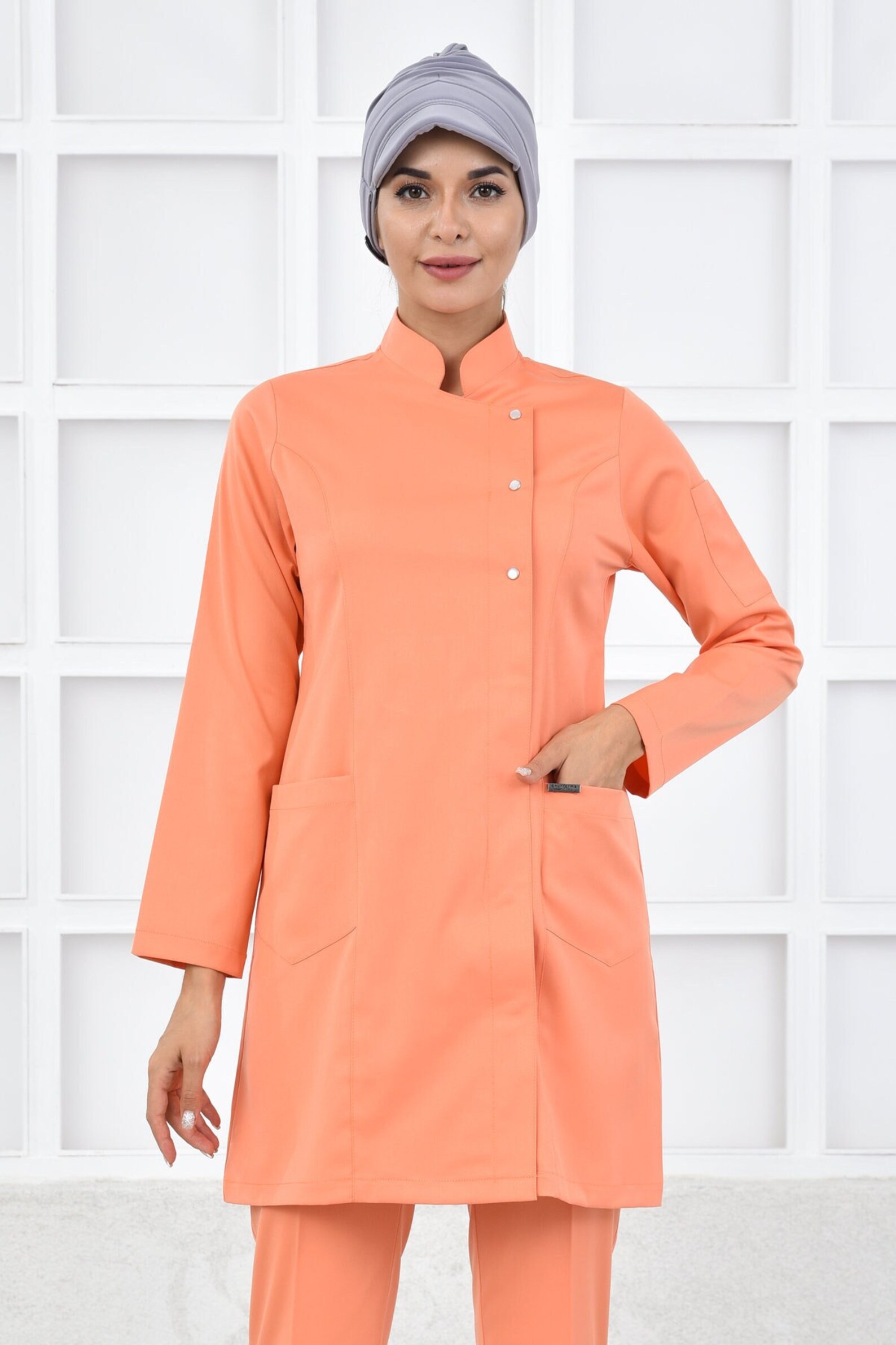 Scrub Top Only Salmon Color Hygienist Uniform Scrub Dress Etsy