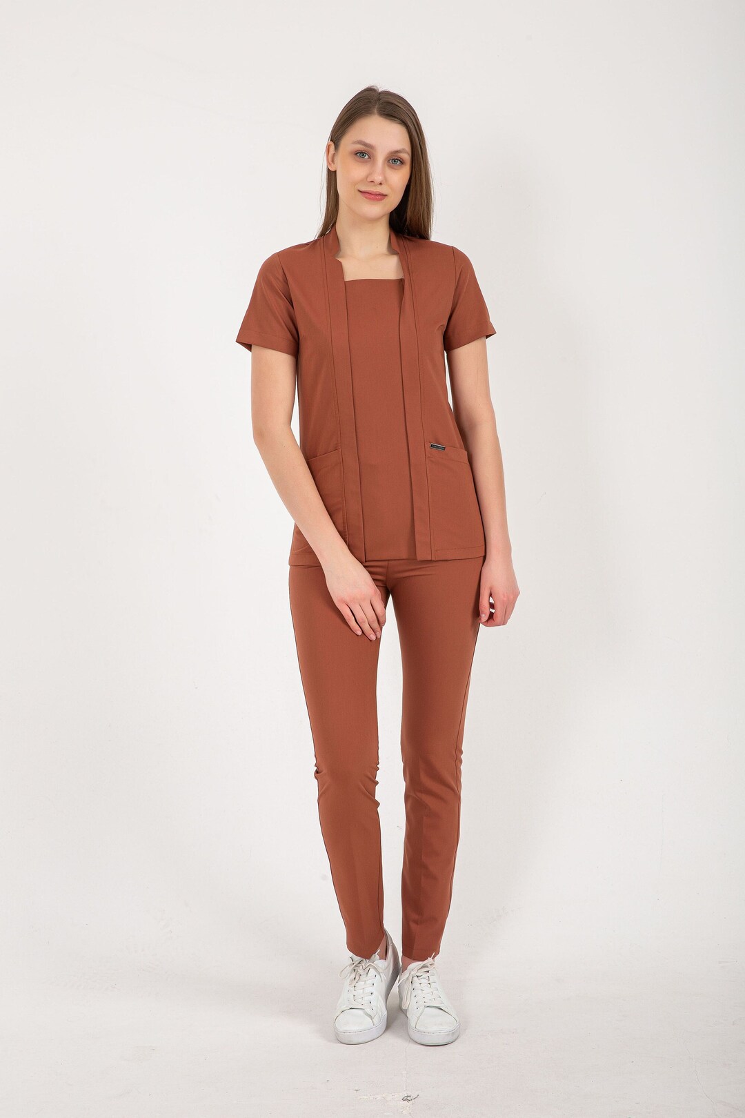 Brick Color Scrub Set,nurse Scrub, Scrub Tops, Scrub Set Woman,soft ...