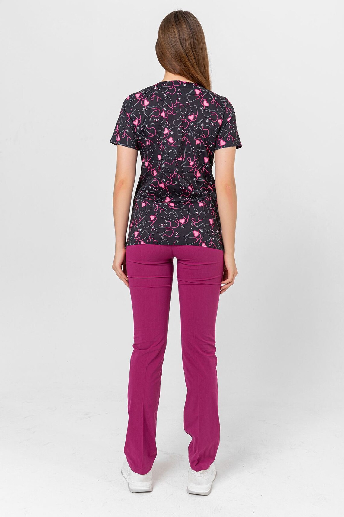 Stethescope Patterned Scrub Set Dental Scrub Nurse Scrub Etsy