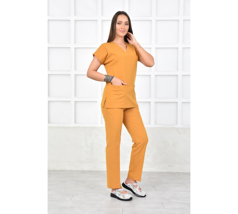 Add Your Own Text Embroidery to Scrub Uniforms, Santana Mustard ...