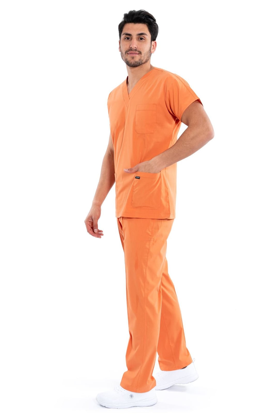 Men's Orange Scrub Set, Easy Care Nurse Uniform, Custom Scrub,terry