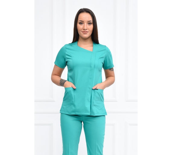 Nurse Scrubs Top Only Personalized Customizable Embroidered - Etsy