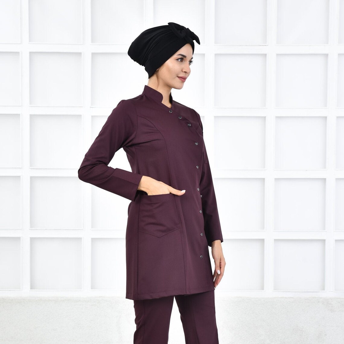 Scrub Top Only Rosewood Color Nurse Uniform Scrub Dress Etsy