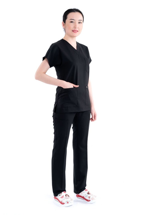 blue dress for baby girl Nurse Mates Dove Black Shoe – Village Uniforms main image 1