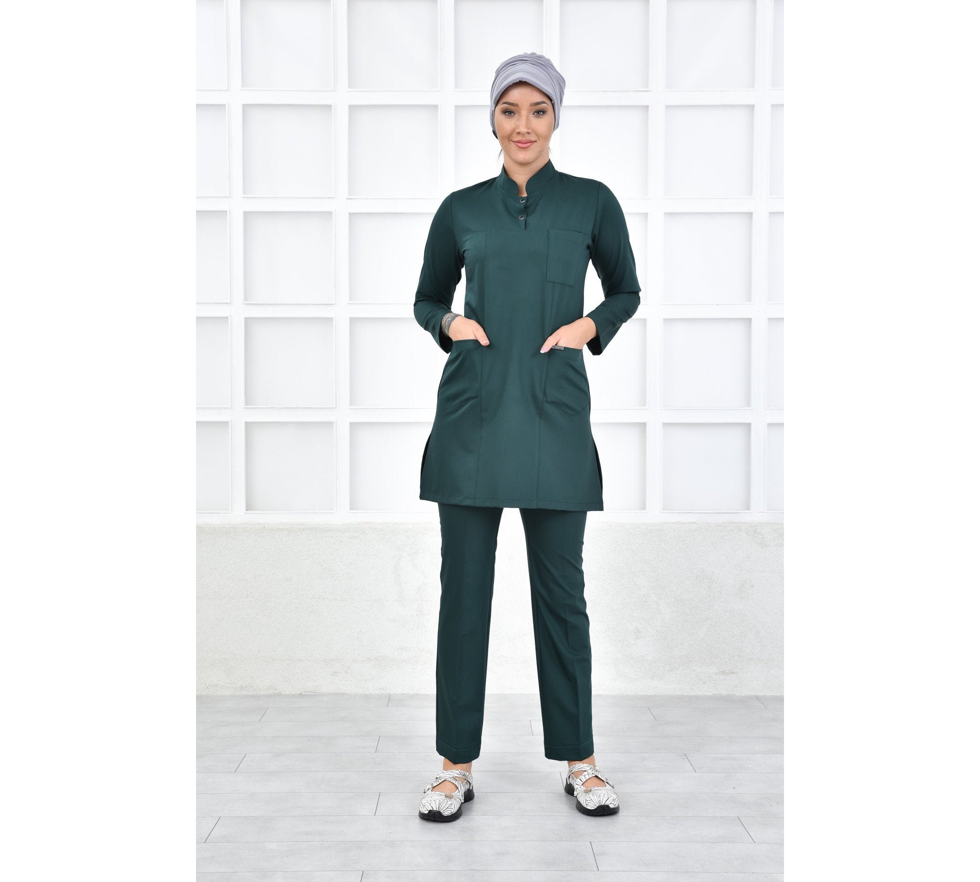 Muslim Scrubs Uniform Emerald Green Nurse Uniform Dentist - Etsy