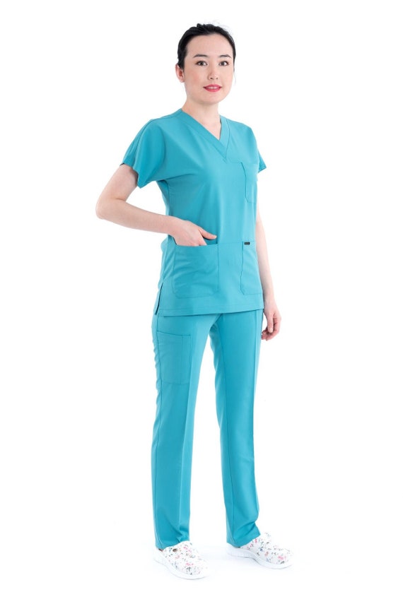 Soft Turquoise Green Nurse Scrub Set 