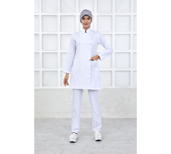 Comfortable Scrub Uniform Optic White Nurse Doctor Pharmacist