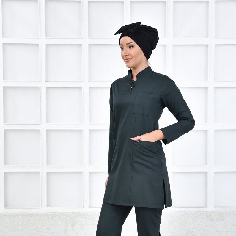 Scrub Top Only Hunter Green Uniform Scrub Dress Nurse Etsy